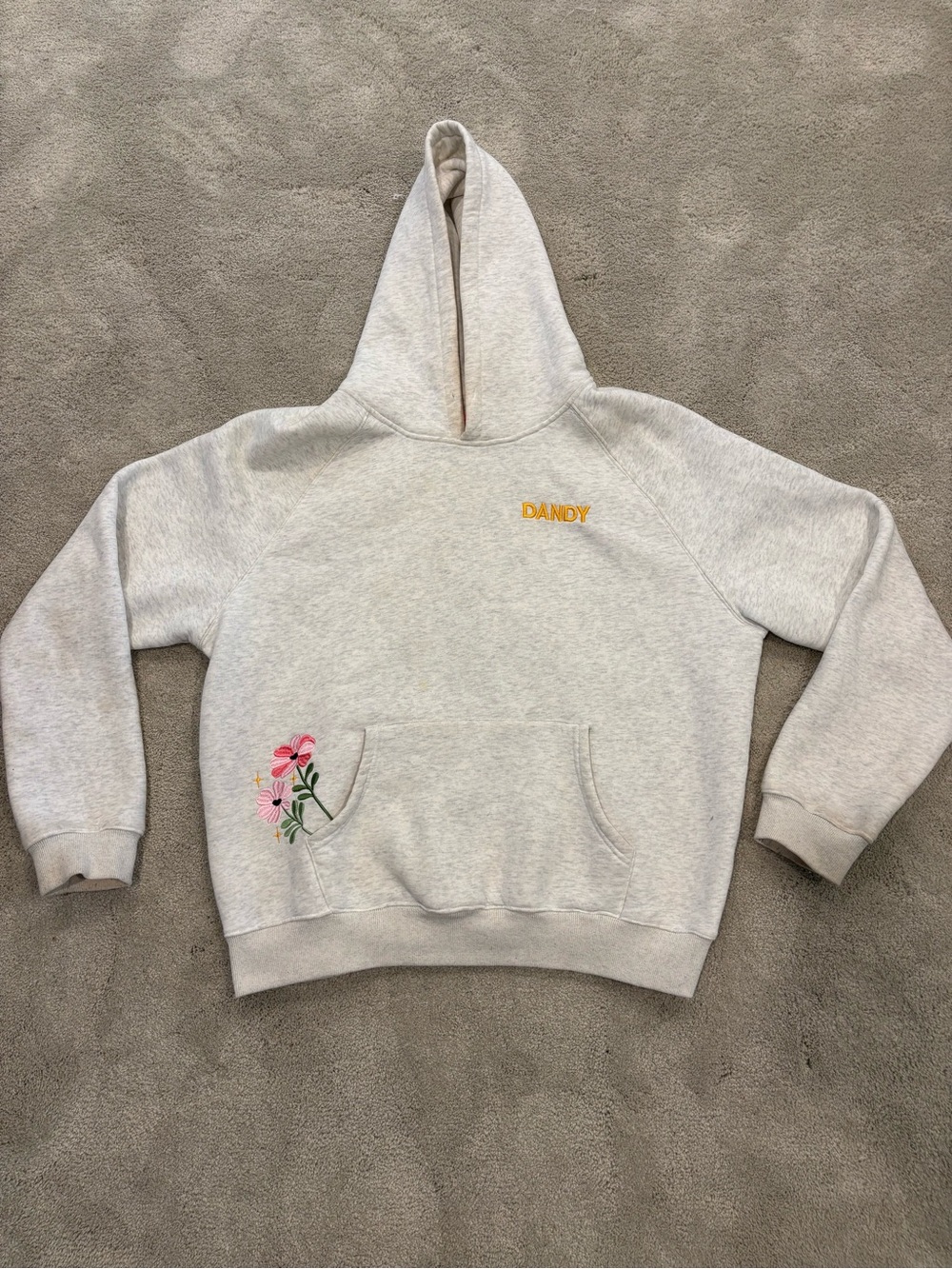 Dandy Worldwide Cream Embroidered “Gift Giving” Flower Hoodie